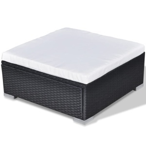Set mobilier de grădină cu perne, 10 piese, negru, poliratan - Img 12