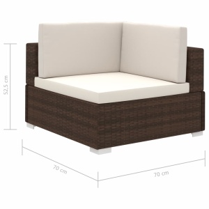 Set mobilier de grădină cu perne, 12 piese, maro, poliratan - Img 7