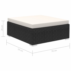 Set mobilier de grădină cu perne, 12 piese, negru, poliratan - Img 10