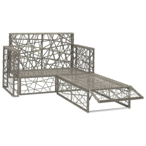 Set mobilier de grădină cu perne, 2 piese, gri, poliratan - Img 3