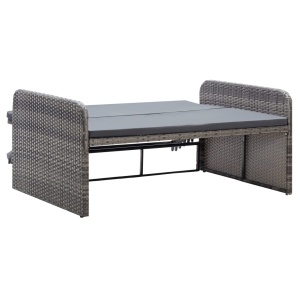 Set mobilier de grădină cu perne, 2 piese, gri, poliratan - Img 7