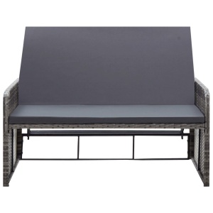 Set mobilier de grădină cu perne, 2 piese, gri, poliratan - Img 8