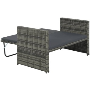 Set mobilier de grădină cu perne, 2 piese, gri, poliratan - Img 5