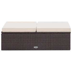 Set mobilier de grădină cu perne, 2 piese, maro, poliratan - Img 11