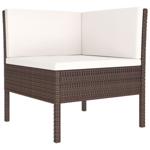 Set mobilier de grădină cu perne, 3 piese, maro, poliratan - Img 3