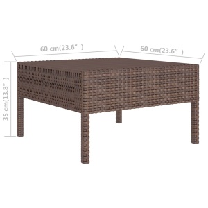 Set mobilier de grădină cu perne, 3 piese, maro, poliratan - Img 7