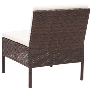 Set mobilier de grădină cu perne, 3 piese, maro, poliratan - Img 6