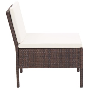 Set mobilier de grădină cu perne, 3 piese, maro, poliratan - Img 12