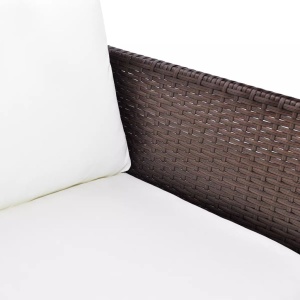 Set mobilier de grădină cu perne, 3 piese, maro, poliratan - Img 7