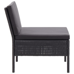 Set mobilier de grădină cu perne, 3 piese, negru, poliratan - Img 2