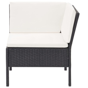 Set mobilier de grădină cu perne, 3 piese, negru, poliratan - Img 4