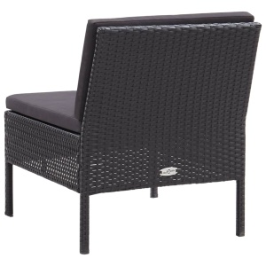 Set mobilier de grădină cu perne, 3 piese, negru, poliratan - Img 9