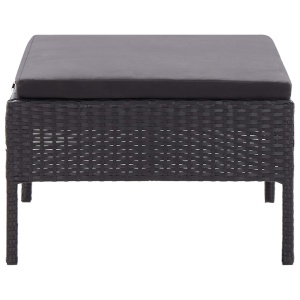 Set mobilier de grădină cu perne, 3 piese, negru, poliratan - Img 9