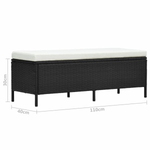 Set mobilier de grădină cu perne, 3 piese, negru, poliratan - Img 10