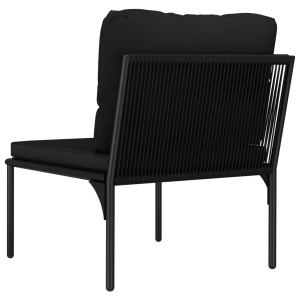 Set mobilier de grădină cu perne, 3 piese, negru, PVC - Img 9