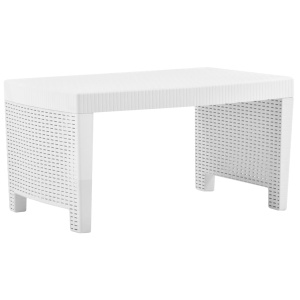 Set mobilier de grădină cu perne, 4 piese, alb, plastic - Img 12