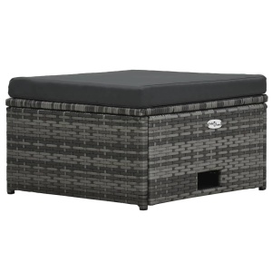 Set mobilier de grădină cu perne, 4 piese, gri, poliratan - Img 5