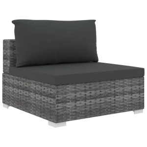 Set mobilier de grădină cu perne, 4 piese, gri, poliratan - Img 8