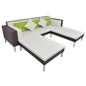 Set mobilier de grădină cu perne, 4 piese, maro, poliratan - Img 8