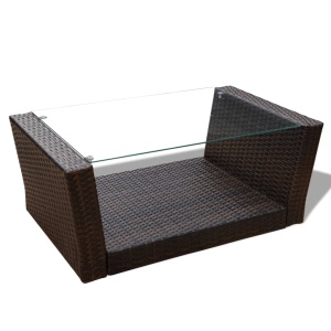 Set mobilier de grădină cu perne, 4 piese, maro, poliratan - Img 5