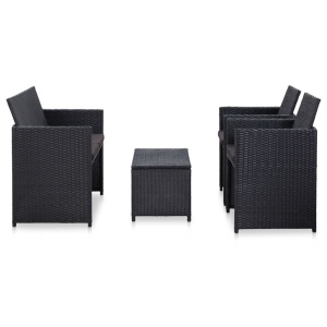 Set mobilier de grădină cu perne, 4 piese, negru, poliratan - Img 3