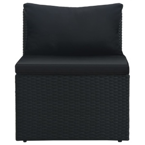 Set mobilier de grădină cu perne, 4 piese, negru, poliratan - Img 6