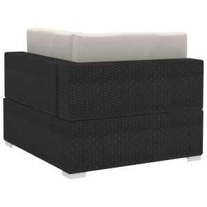 Set mobilier de grădină cu perne, 4 piese, negru, poliratan - Img 5