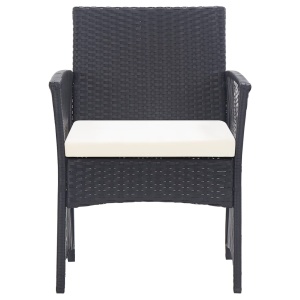 Set mobilier de grădină cu perne, 4 piese, negru, poliratan - Img 7