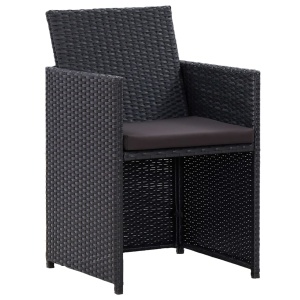 Set mobilier de grădină cu perne, 4 piese, negru, poliratan - Img 12