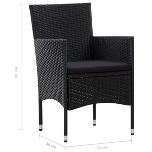Set mobilier de grădină cu perne, 4 piese, negru, poliratan - Img 11