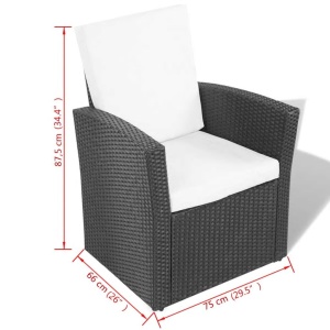 Set mobilier de grădină cu perne, 4 piese, negru, poliratan - Img 10