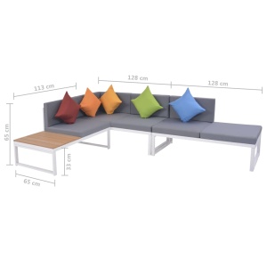 Set mobilier de grădină cu perne, 5 piese, aluminiu și WPC - Img 10