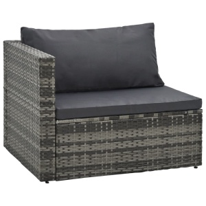 Set mobilier de grădină cu perne, 5 piese, gri, poliratan - Img 2