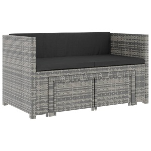 Set mobilier de grădină cu perne, 5 piese, gri, poliratan - Img 10