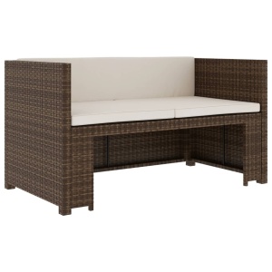 Set mobilier de grădină cu perne, 5 piese, maro, poliratan - Img 3