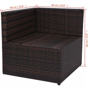 Set mobilier de grădină cu perne, 5 piese, maro, poliratan - Img 10