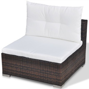 Set mobilier de grădină cu perne, 5 piese, maro, poliratan - Img 9
