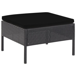 Set mobilier de grădină cu perne, 5 piese, negru, poliratan - Img 6