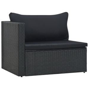 Set mobilier de grădină cu perne, 5 piese, negru, poliratan - Img 8