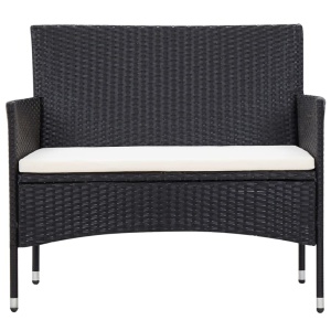 Set mobilier de grădină cu perne, 5 piese, negru, poliratan - Img 6