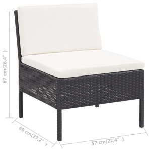 Set mobilier de grădină cu perne, 5 piese, negru, poliratan - Img 11