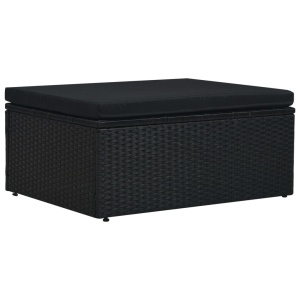 Set mobilier de grădină cu perne, 5 piese, negru, poliratan - Img 12