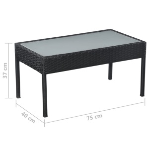 Set mobilier de grădină cu perne, 5 piese, negru, poliratan - Img 9