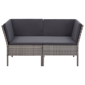 Set mobilier de grădină cu perne, 6 piese, gri, poliratan - Img 4