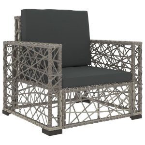 Set mobilier de grădină cu perne, 6 piese, gri, poliratan - Img 4