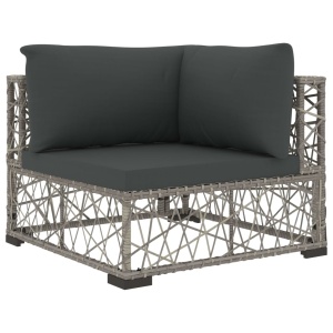 Set mobilier de grădină cu perne, 6 piese, gri, poliratan - Img 4