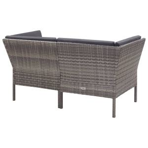 Set mobilier de grădină cu perne, 6 piese, gri, poliratan - Img 5