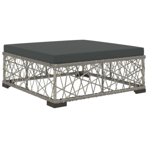 Set mobilier de grădină cu perne, 6 piese, gri, poliratan - Img 6