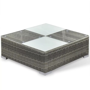 Set mobilier de grădină cu perne, 6 piese, gri, poliratan - Img 6