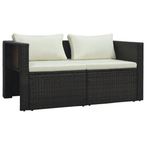 Set mobilier de grădină cu perne, 6 piese, maro, poliratan - Img 7